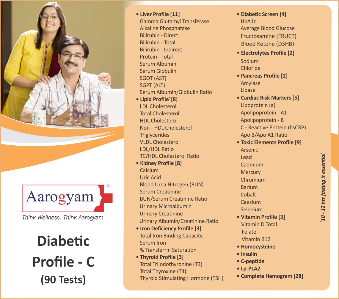 FLAT 50% OFF ON DIABETIC PROFILE - C | LOWEST PRICE GUARANTEE | 90 TESTS