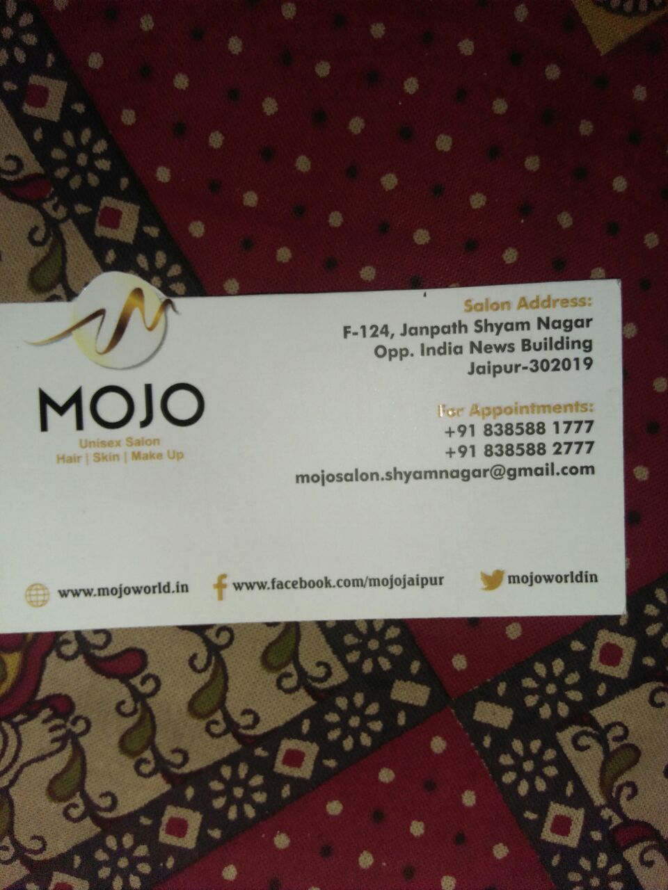   Mojo Unisex salon from f-124, janpath, shyam nagar opp. india news bulding  ,Jaipur, Rajasthan, 302019, India 6 years experience in Speciality Spa | Beauty and Salon | Kayawell