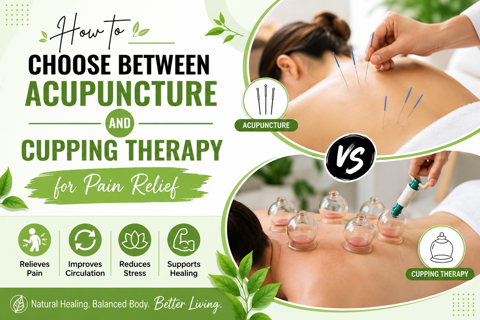 Acupuncture vs cupping therapy for pain relief